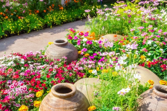 jardín con flores hermosas